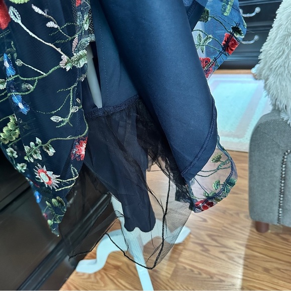 City Studio 16W Navy Mesh Floral Embroidered Fit & Flare Dress - Picture 10 of 16